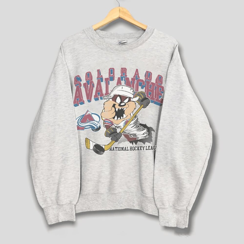 Vintage 1995 Taz Looney Tunes Colorado Avalanche NHL Sweatshirt Hockey Shirt Tee
